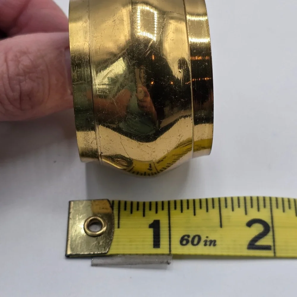 Vintage Brass Napkin Rings Set of 6 Gold Barrel Round Mid Century Modern Table